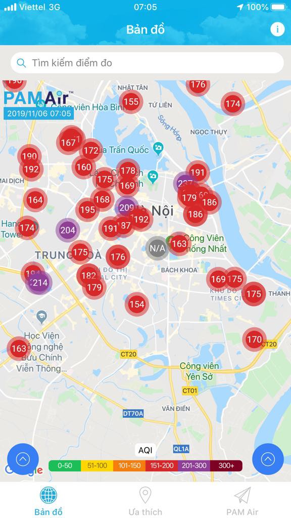 Hệ thống PAMAir ghi nhận không khí ô nhiễm ở 60 điểm tại Hà Nội1